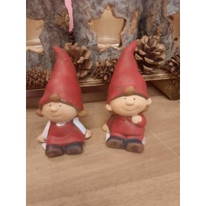 Julenissepar i keramik siddende ca. 9 cm. hje