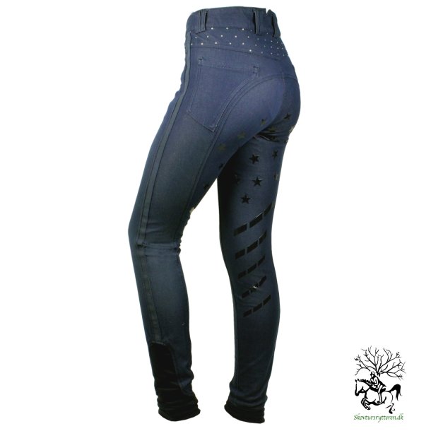 Ridebukser fra Mink Horse "Equestrian Star" m . power grip  "Crystal denim"