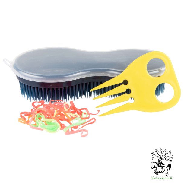 Super groomer / Vidunder brsten i plastik med kam og man elastikker i lget