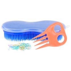 Super groomer / Vidunder brsten i plastik med kam og man elastikker i lget