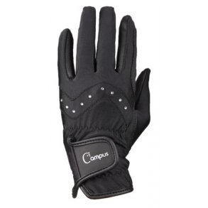 Ridehandsker med sten p hndryggen fra  Campus  str. L i hvid & sort.