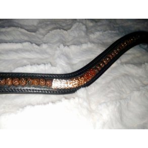 Pandebnd fra IR Sort med guld og brune sten