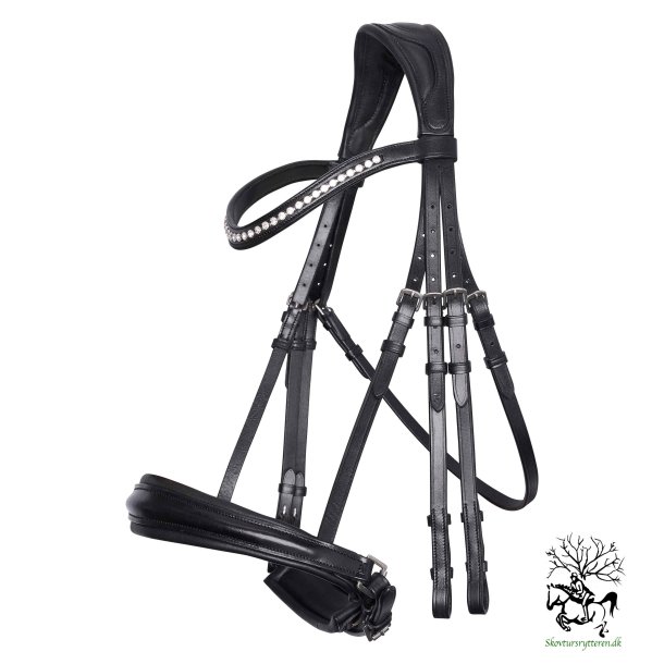 Trense med anatomisk nakkestykke i bl�dt l�der fra IR "Fria" Flere farver