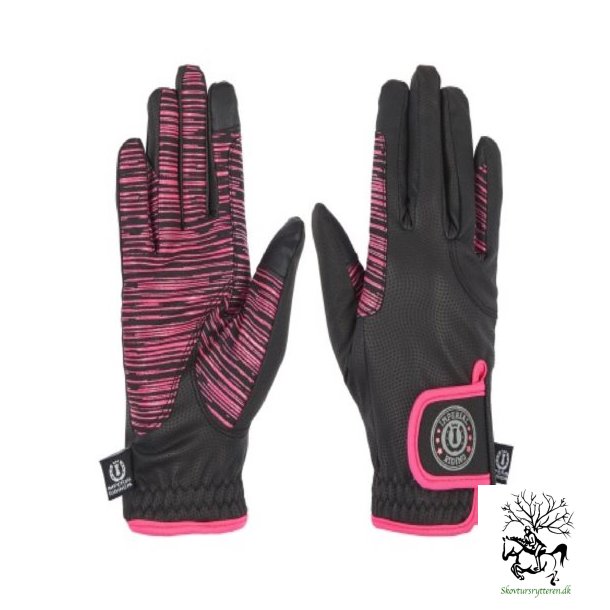 Ridehandsker vinter fra IR "Weirdo" xxs ( 8-10 r) i sort med pink grib