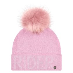Hue i tt strik med fleece foer og aftalig pompom "Beanie Rider Chic "