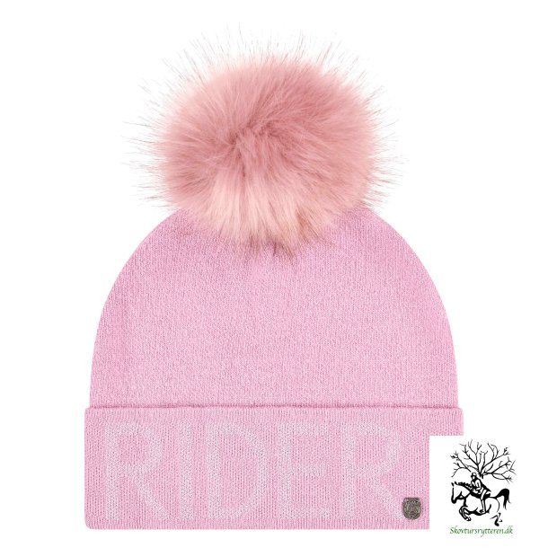 Hue i tt strik med fleece foer og aftalig pompom "Beanie Rider Chic "