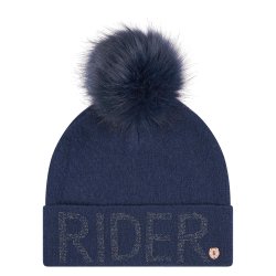 Hue i tt strik med fleece foer og aftalig pompom "Beanie Rider Chic "