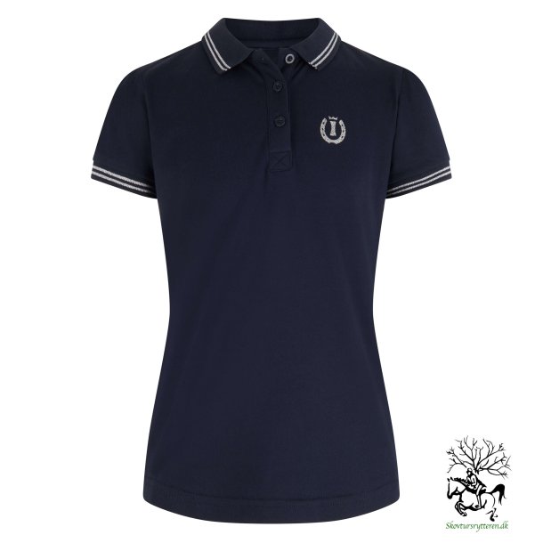 Polo t-shirt til brn og junior "Glitter Puff" Navy med slv trd 
