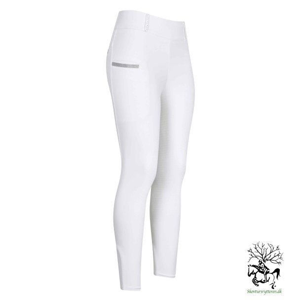 Ridetights fra IR med full silikone grib "Shiny Sparks" Hvid