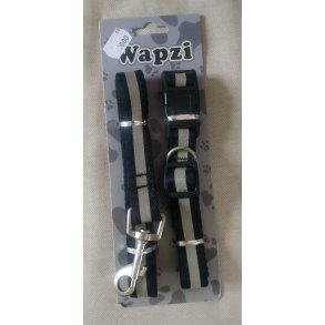 Hundesnor og halsbnd med refleks sort