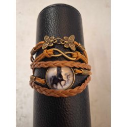 Lder armbnd med hest og sommerfugle