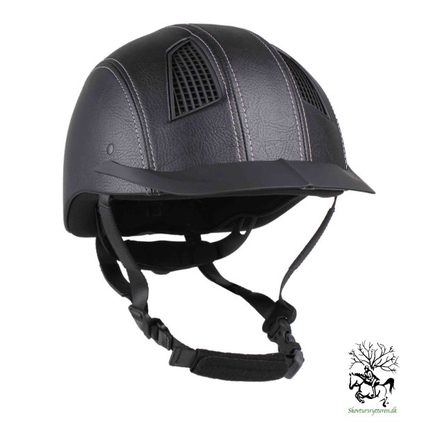 Ridehjelm fra QHP  "Spartan" lder look Sort. str. s
