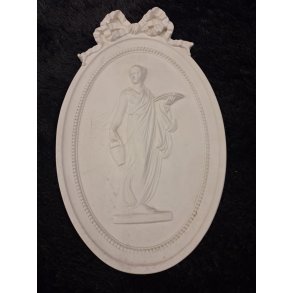 Gips relief dame med tomt fad