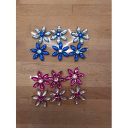 Deko blomster med dobbelt magnet pakke med 36 stk i bl eller pink