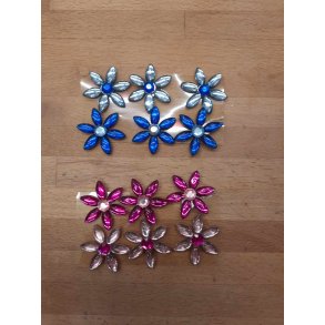 Deko blomster med dobbelt magnet pakke med 36 stk i bl eller pink