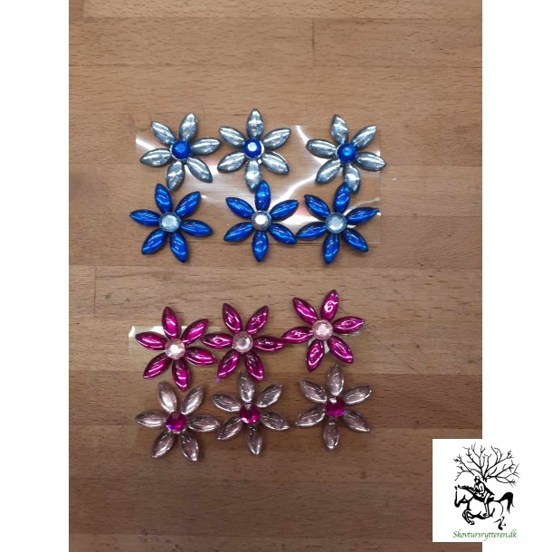 Deko blomster med dobbelt magnet pakke med 36 stk i bl eller pink