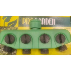 Haveslangefordeler med 4 koblinger i grn 