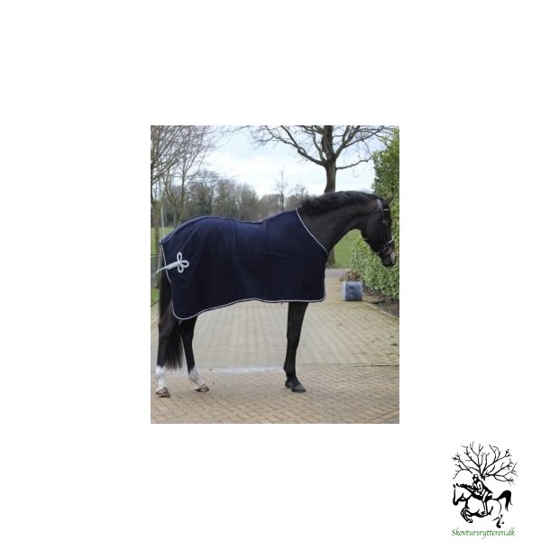 Uld dkken med flot ornament fra QHP i bl str. 135 cm.