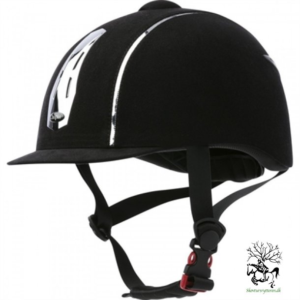 Choplin ridehjelm i sort med slv detalje "Aero Chrome"
