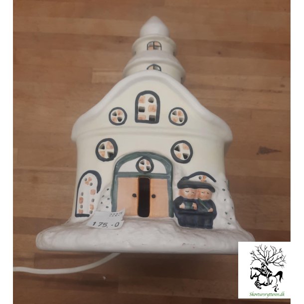 julekirke med lys til el -ca 24 cm