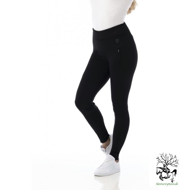 Ridetights med fleece foer og full silikone grib til vinter med meget stretch fra "DOLOM"  i sort 