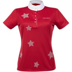  Stvne bluse rd med hvid krave og stjerner samt korte rmer fra EQUITHME - ETOILES 