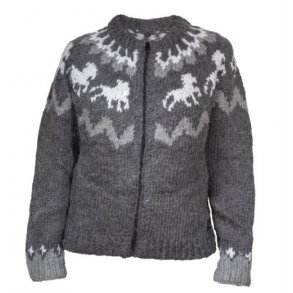  Uldsweater fra  Karlslund Tlta med lynls.