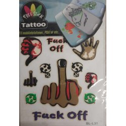 Telefon og I-Pat Klistermrker i tyndt gummi "Tatoo" Fuck finger 