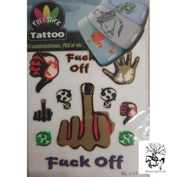 Telefon og I-Pat Klistermrker i tyndt gummi "Tatoo" Fuck finger 