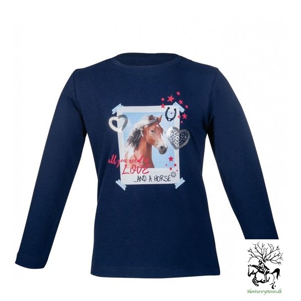 Langrmet T-shirt fra HKM med hestemotiv