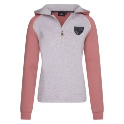 Hoodie fra HV Polo med lynls "Mariet" Gr med fersken detaljer