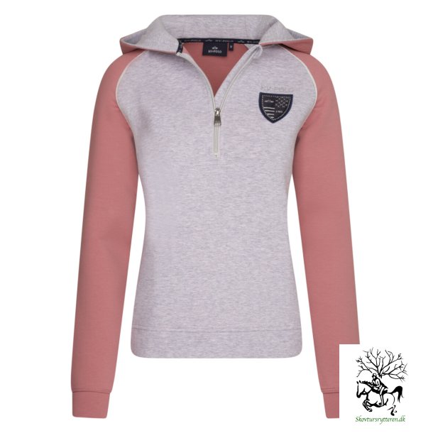 Hoodie fra HV Polo med lynls "Mariet" Gr med fersken detaljer