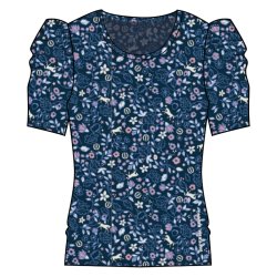T-Shirt med pufrmer fra IR "Ambient - Navy Bloom" Flower