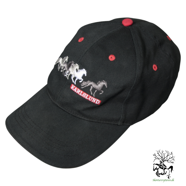 Karlslund - Kasket broderet med islandske heste. 