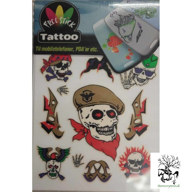 Telefon og I-Pat Klistermrker i tyndt gummi "Tatoo" skeletter og kranier
