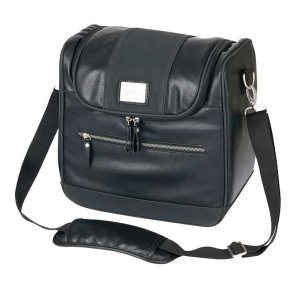 Strigletaske i kunstlder med flytbare rum fra Le Mieux i sort