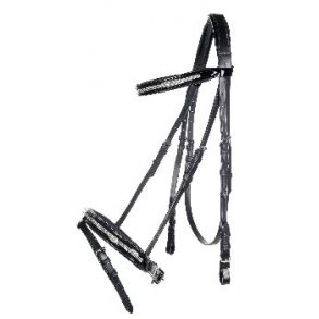 Trense i lder med 3 rkker similisten p nsebnd og pandebnd 