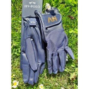 Ridehandsker med krystaller i guldfarve fra Hv Polo 