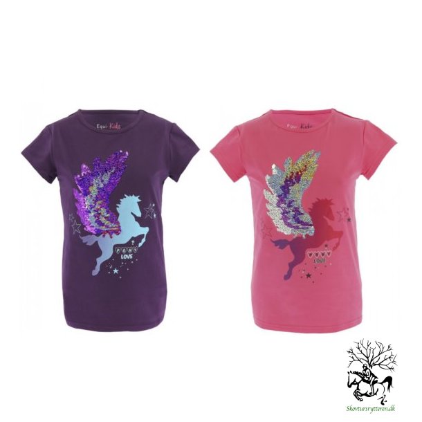 T-shirt med hest og palieter "Pegasus" 