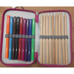 Penalhus dobbelt i lilla eller pink