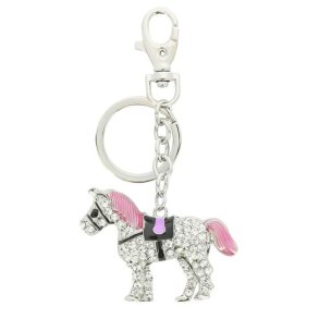 Nglering eller vedhng til taske med hest og krystaller 