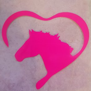1 stk Strygemrke med hestehoved i hjerte fra HKM i pink