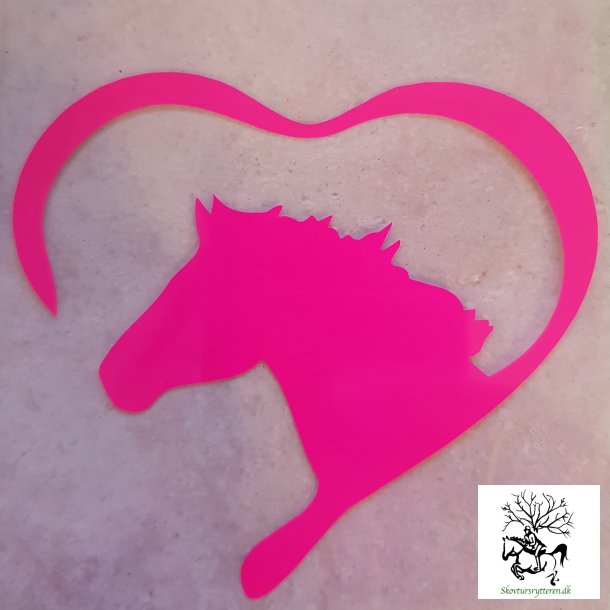 1 stk Strygemrke med hestehoved i hjerte fra HKM i pink