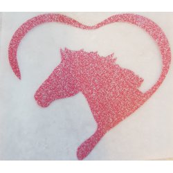 5 stk Strygemrker med hestehoved i hjerte flere farver