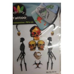 Telefon og I-Pat Klistermrker i tyndt gummi "Tatoo" skeletter og kranier