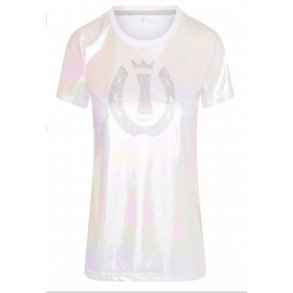 T-shirt i perlemor stof med IR logo 