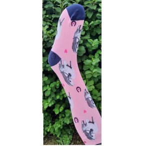 Kn strmper i micro fiber med hest og hestesko