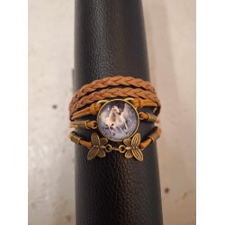 Lder armbnd med hest og sommerfugle
