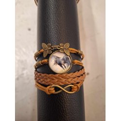 Lder armbnd med hest og sommerfugle