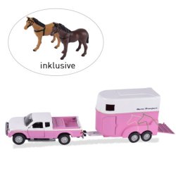 Hestetrailer med bil og 2 heste